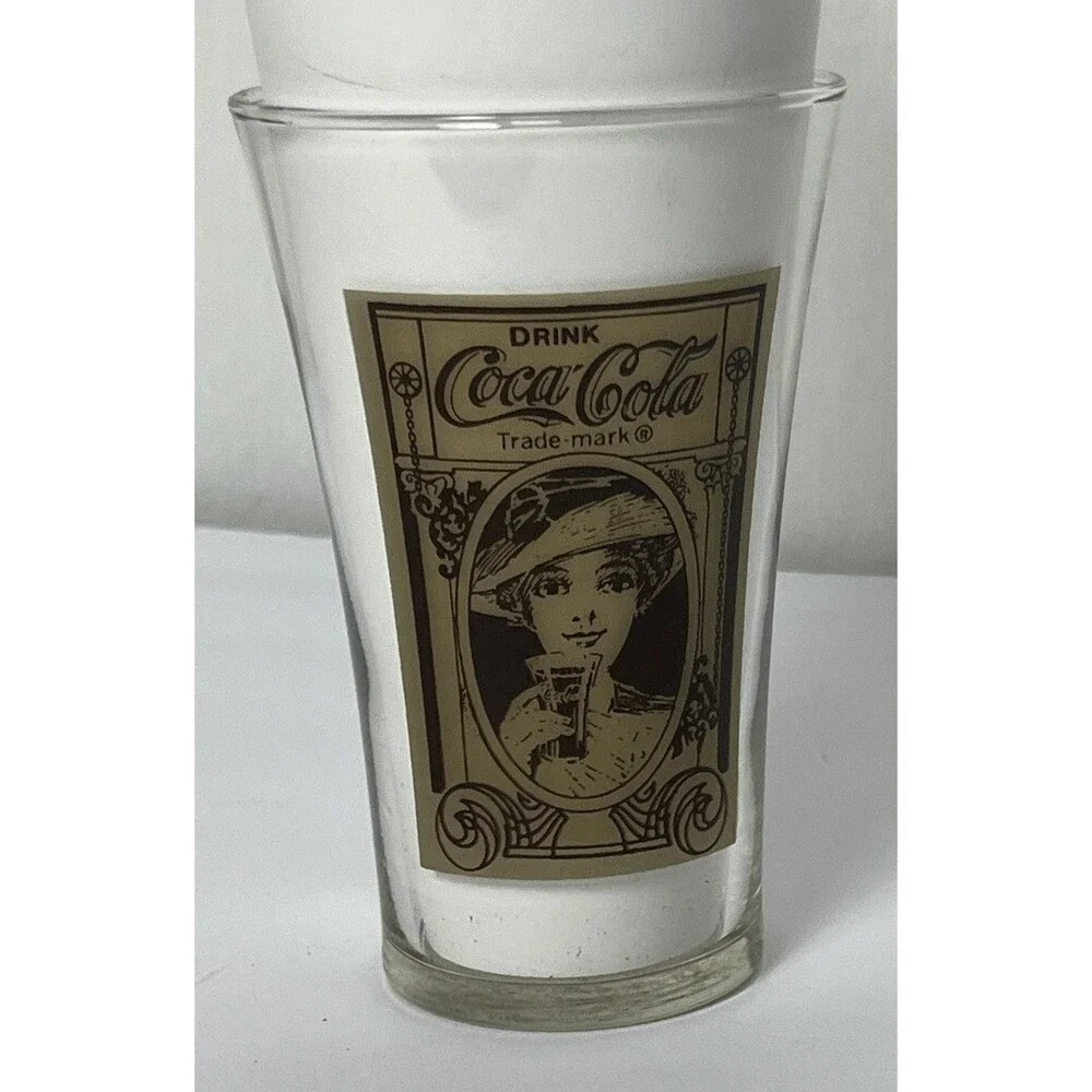 Coca Cola Flair Glass Vintage 80s Archive Re-Creation Victorian Lady Clear 16 oz